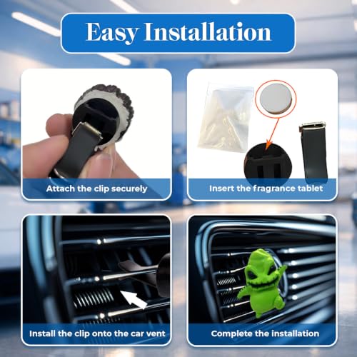 Image of GENANY 3D Resin Green Monster Car Air Freshener Vent Clip, Hand Painted Spooky Monster Figure Design, Dark Fantasy Automotive Freshener, Scary Car Accessories Gift for Horror Fans