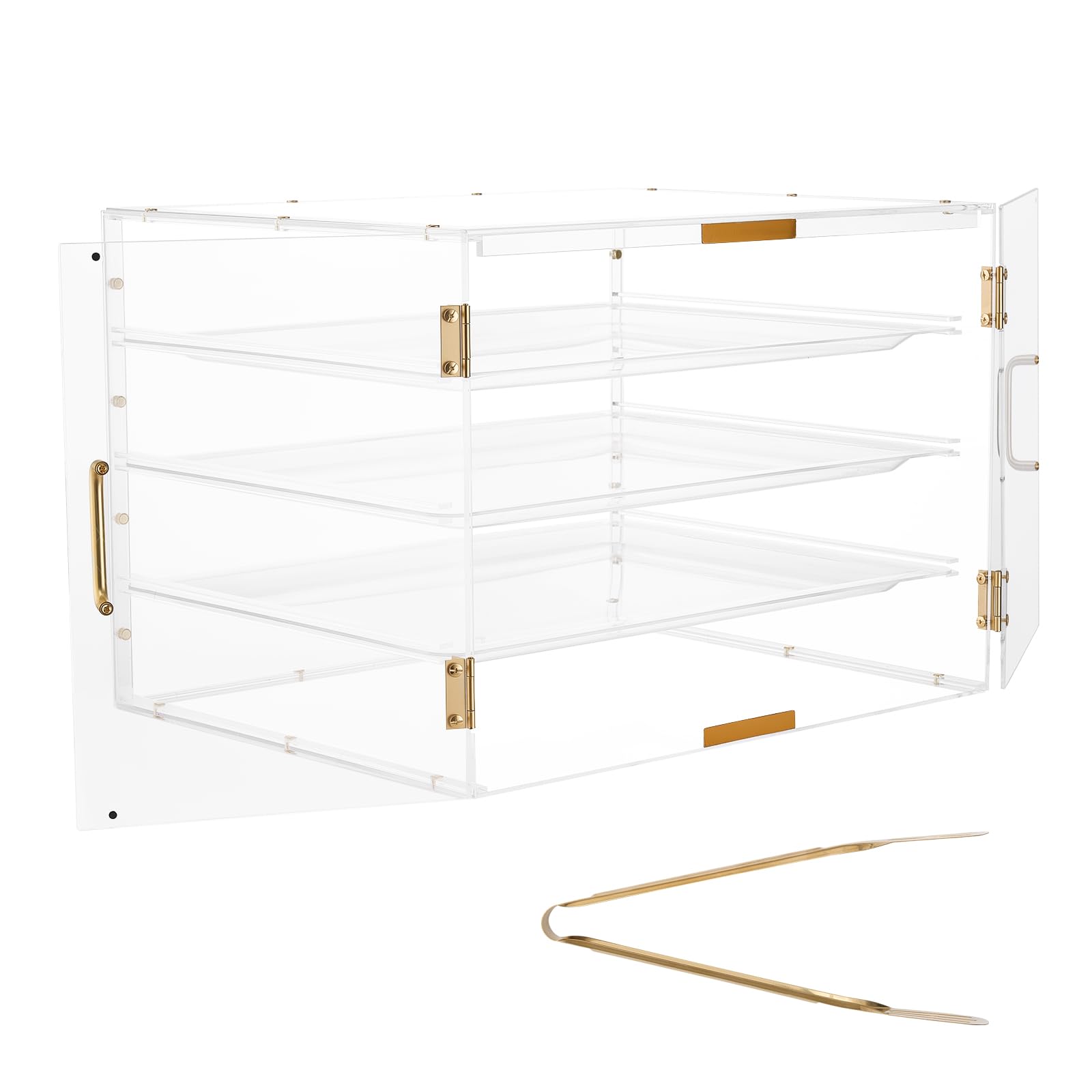 VEVOR Vetrina per Pasticceria da Banco, Espositore Vetrina per Pasticceria Commerciale a 4 Ripiani, Portapane in Acrilico Trasparente per Cucina Torte con Porta Posteriore Magnetica per Biscotti