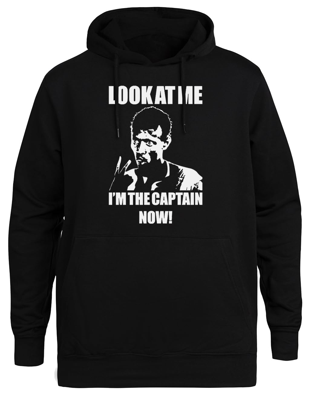 Jestem Kapitanem Teraz, Kapitanie Unisex Czarna Bluza Ekologiczna z Kapturem Unisex Black Hoodie Eco-Friendly Hooded Jacket