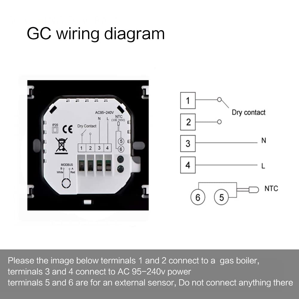 Termostato Smart Wifi Caldaia a gas/acqua Riscaldamento Termostato ambiente Telecomando Regolatore di temperatura programmabile digitale Umidità Tuya Funziona con Amazon Alexa Google Home 95~240VAC