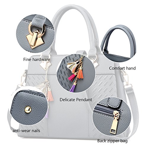 Womens Purses and Handbags Ladies Designer Satchel Tote Bag Shoulder Bags, Gray