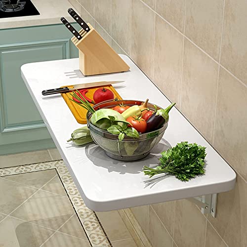 White Kitchen 朝食バーテーブル | ウォールテーブル 折りたたみ式 壁取り付け ドロップリーフ ダイニングテーブル | 折りたたみ式ワークベンチ ホームオフィス用コンピューターデスク 60x40cm 70x40cm 80x40cm (サイズ: