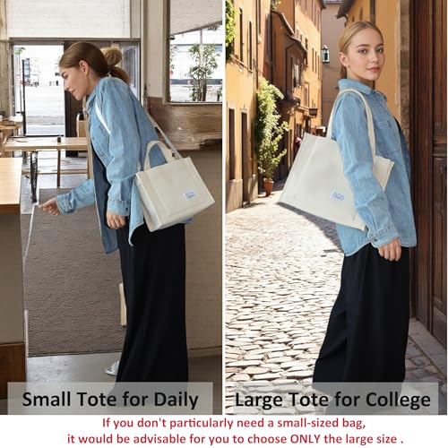 Image of UERRUAM Tote Bag for Women with Compartments,Corduroy Tote for Work Travel College Book Bag Women Purse Handbag Crossbody Bag