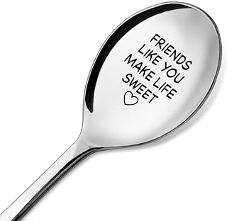 Friends Like You Make Life Sweet Engraved Stainless Steel Spoon - Heartfelt 7" Gift for Coffee Tea Lovers, Friends & Family