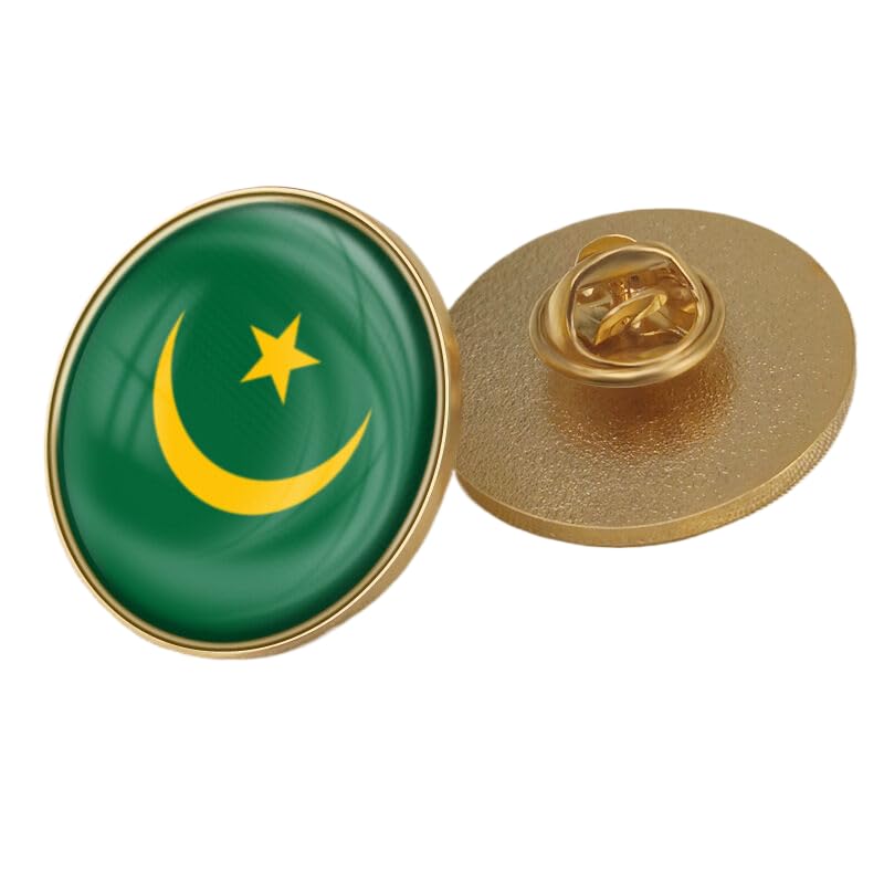 Épinglette Drapeau De La Mauritanie - Broche Fantaisie Géométrique Carrée, Bijou Créatif Pour Femme Et Homme, Accessoire De Voyage, Cadeau De Fête