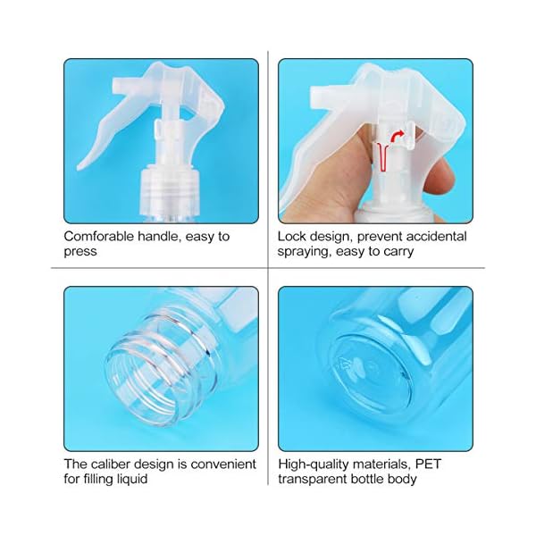 Sprühflasche, 200 ml, Kunststoff, transparent, leer, für Reisen, Reinigung, Gartenarbeit Kosmetik, 2 PCS – Bild 8