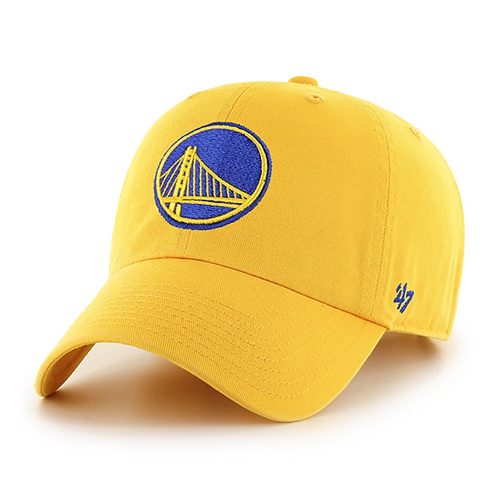 47 Brand NBA Unisex Basketball Team Alternate Primary Logo Clean Up Adjustable Cap Dad Hat Adult One Size Fits All, Golden State Warriors, One size