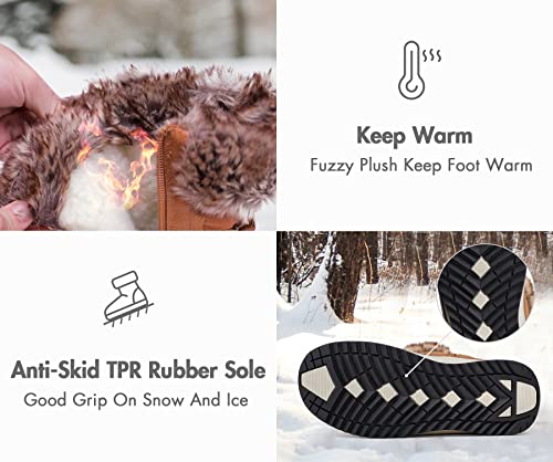 Vepose Women's 966 Snow Boots For Women Waterproof, Mid Calf Outdoor Boot With Warmly Plush Brown Size 7.5(Cjy966 Brown 07.5) #TOP2