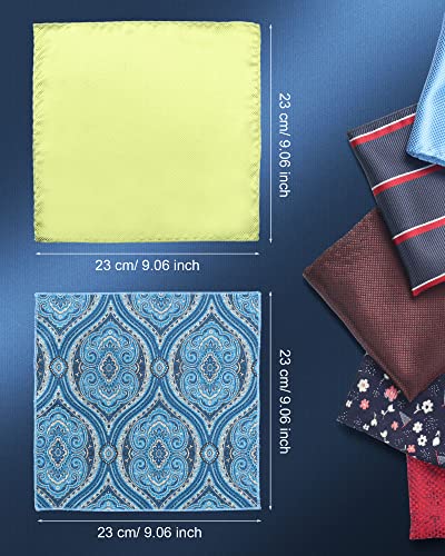 Image of JaGely Pocket Squares for Men Assorted Colors Silk Squares Handkerchiefs 9.06 inch x 9.06 inch Handkerchiefs for Men Wedding