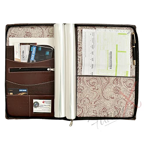 Image of FUTURE X Multipurpose Leatherette Professional File Folders for Certificates, Documents Holder, Portfolio, Executive File Legal Size Documents Holder with 20 Leafs for Men and Women (Brown)