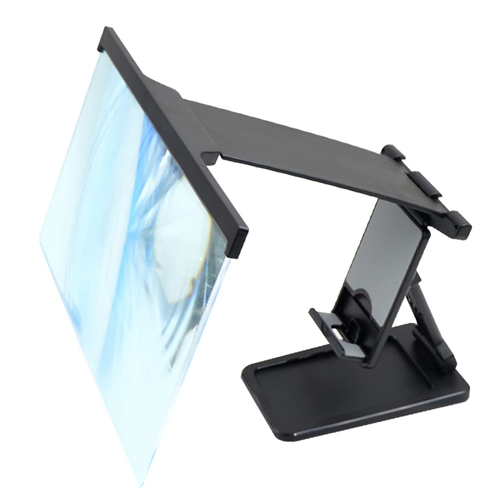 Amplificador de pantalla de 12 pulgadas con soporte plegable para teléfono, aumento de 3-4x, lente antiluz azul, negro