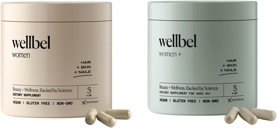 Women and Women+ Bundle Clean Supplement for Hair, Skin, and Nails, Vegan, Gluten Free and Non GMO 90 Count
