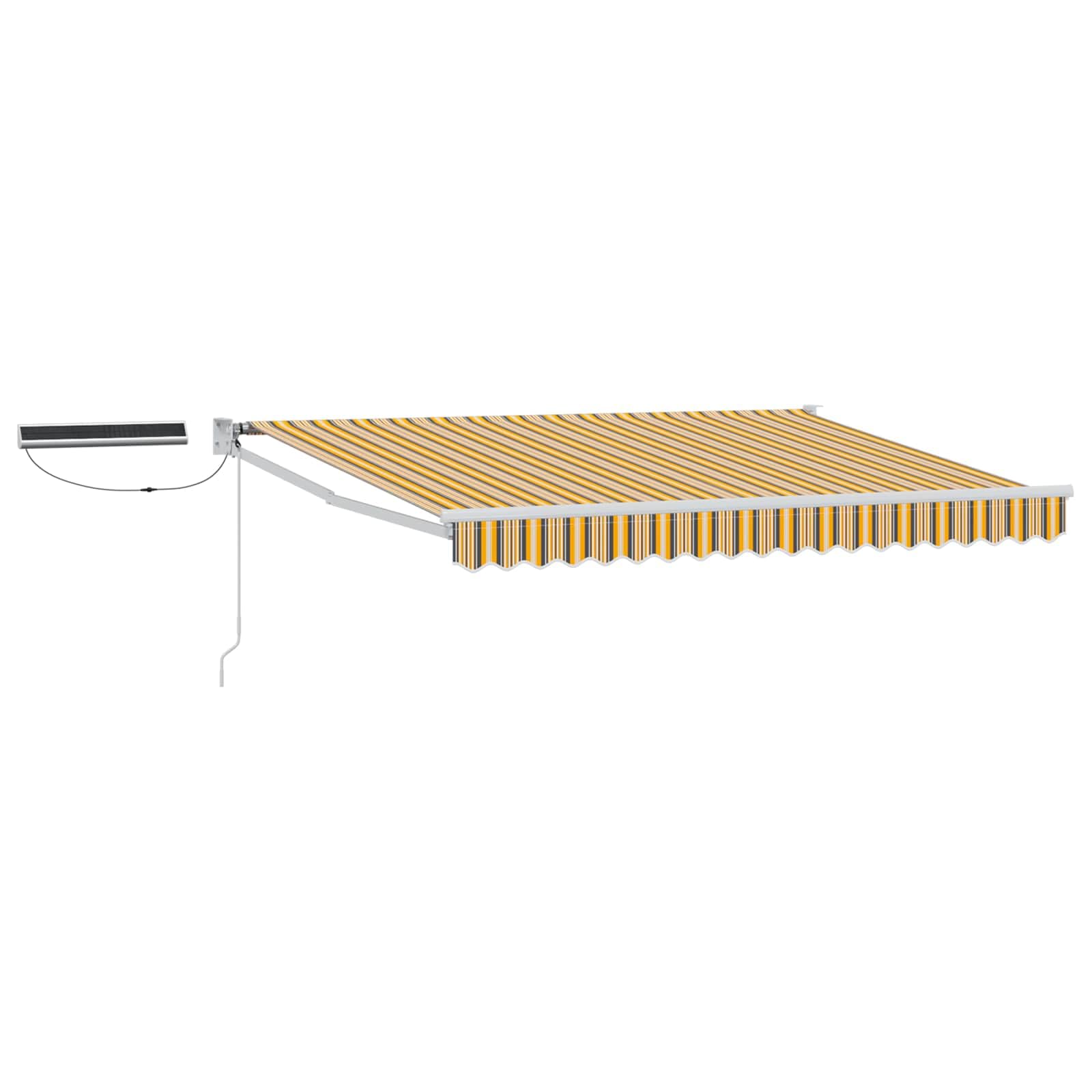 Toldo eléctrico exterior aluminio 3 x 2,5 m | Panel Solar, Control Remoto, Manivela Manual, Poliéster, Para Patio Jardín
