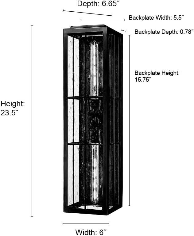 ML Lighting | Jaxson Collection | 10812-PBK | 2 Light Outdoor Wall Sconce in Powder Coated Black with Clear Seeded Glass Shade | Perfect for Walkways, Porches, Backyards, Patios, and Driveways