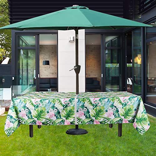 Image of EHouseHome Outdoor Indoor 60x84 inch Rectangle Tablecloth with Umbrella Hole and Zipper, Waterproof Zippered Patio Cloths, Spring /Summer Table Covers for Backyard Circular Table /BBQs /Picnic