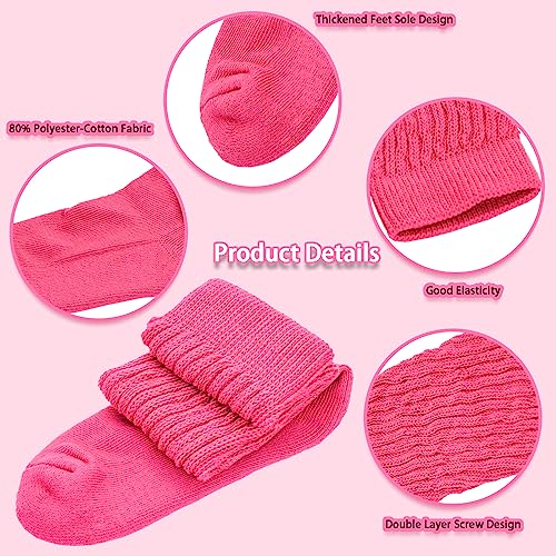 2 Pairs Women Slouch Socks 80s Neon Extra Long Scrunch Socks Slouch Thick Knee High Socks Knit Boot Socks Size 9 to 114
