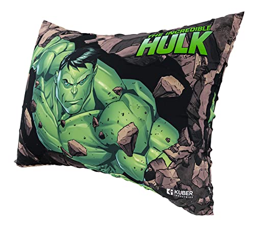Image of Kuber Industries Marvel Hulk Print Baby Pillow|Polyester Super Soft Kids Pillow for Sleeping & Travel12 x 18 InchPack of 2 (Green)