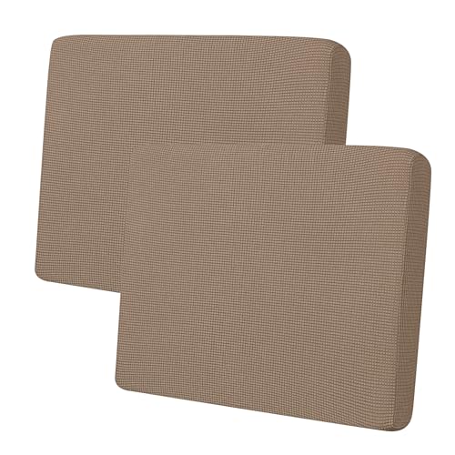 Image of Easy-Going Stretch 2 Pieces Couch Cushion Cover for Sofa Seat | Individual Furniture Protector Sofa slipcover for 2 Cushion Couch Washable Soft with Elastic Bottom Camel
