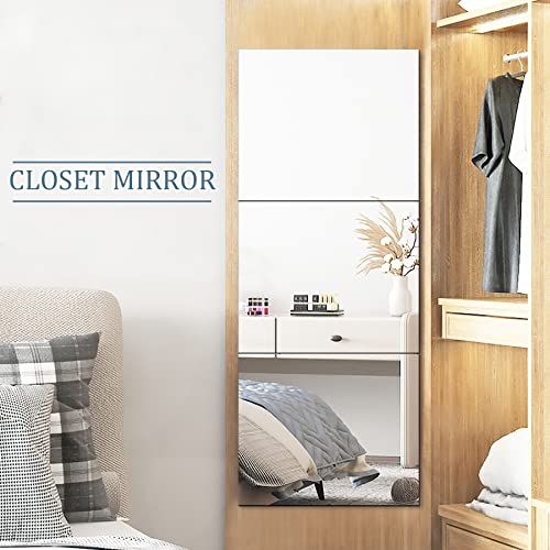 Junebrushs 3 Pack Self Adhesive Acrylic Mirror, 20 X 24 Inch Full Length Mirror Tiles,Frameless Mirror Sheets Wall Stickers,2Mm Thick Large Mirror For Wall Mounted Make Up Gym Workout #TOP4