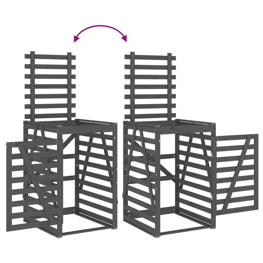 Genérico Cobertizo para Cubos de Basura Madera Pino Gris 84x90x128,5 cm,Casa y jardín,Productos del hogar,Accesorios para contenedores de residuos,Soportes para contenedores de residuos-825102