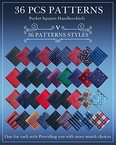 Image of JaGely Pocket Squares for Men Assorted Colors Silk Squares Handkerchiefs 9.06 inch x 9.06 inch Handkerchiefs for Men Wedding