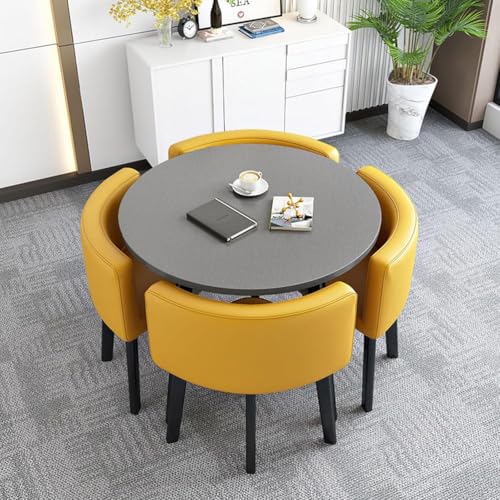 Moderno juego de mesa de comedor con 4 sillas, mesa de cocina cuadrada redonda y conjunto para 4 muebles compactos de sala de conferencias y reuniones, elegante solución de comedor para el hogar