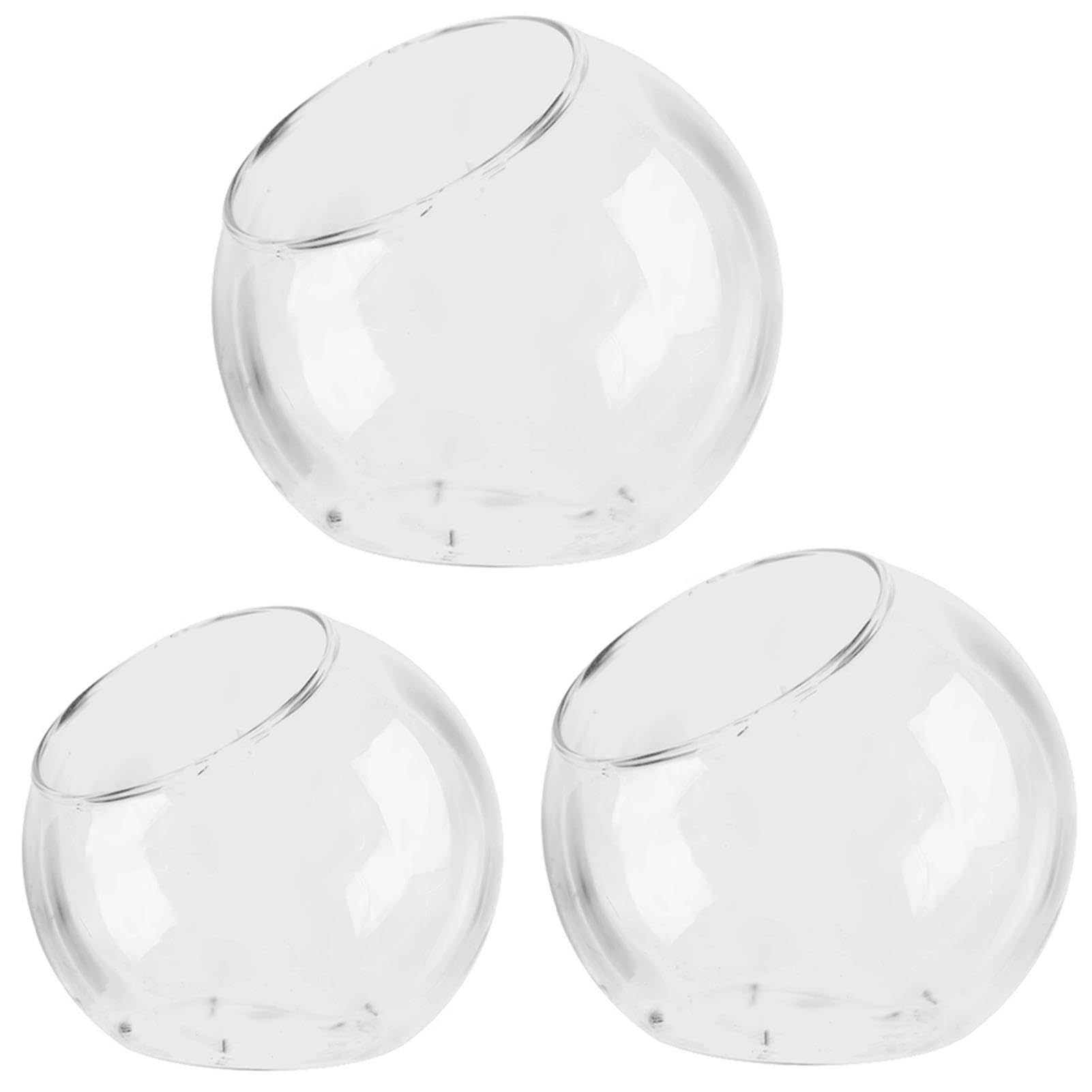 3 Piezas Jarrón De Vidrio Transparente con Corte Inclinado - Soporte para Plantas De Terrario De Vidrio - Terrario De Tarro De Vidrio Redondo - Cristalería Floral | para Plantas, Dulces, Frutas