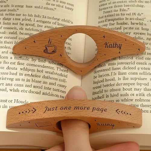 Custom Book Page Holder Thumb Book Page Holder Personalized Wooden Page Holder for Reading Gifts for Book Lovers Teachers Appreciation Gifts on Birthday (Style 1)