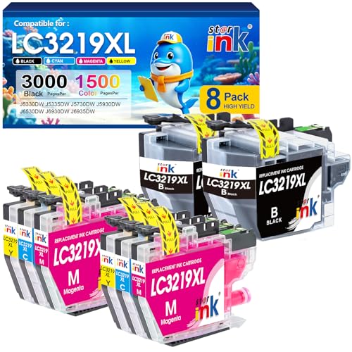 LC3219XL Ink Cartridges 8-Pack Compatible for Brother LC3217/LC3219XL High Yield Multipack for Brother MFC-J5330DW J5335DW J5730DW J5930DW J6530DW J6930DW J6935DW