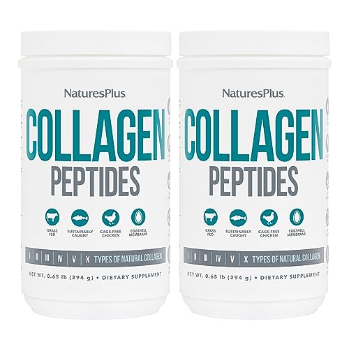 NaturesPlus Collagen Peptides - 0.65 lbs Powder Pack of 2 - Hair Skin Nail & Joint Health Immune System Support - Non-GMO Gluten Free - Up to 56 Total Servings