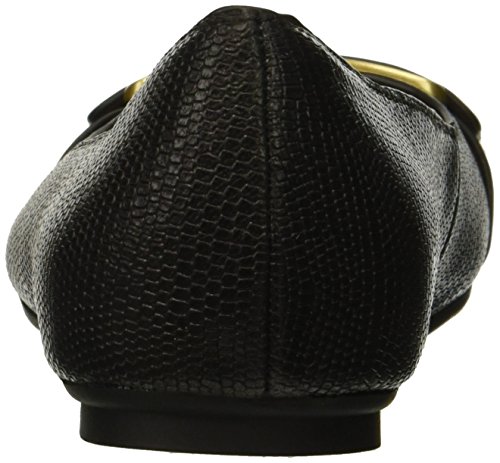 Calvin Klein Women's Oneta Ballet Flat, Black Shiny Lizard, 9 Medium Us #TOP2