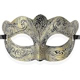 Vyqrx gold Masquerade Mask for Adults – Classic Venetian Style Half Face Costume Mask for Men & Women, Halloween Fancy Dress Party Accessory, Cosplay & Carnival Eye Mask (Gold)