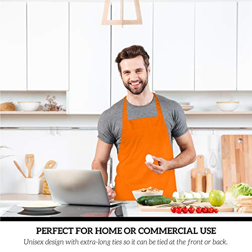 Image of GREEN LIFESTYLE 12 Pack Professional Chef Apron - Grilling Aprons for Men, Waterproof Cooking Apron for BBQ, Work or Restaurant Use, Kitchen Aprons for Women - Orange, No Pockets