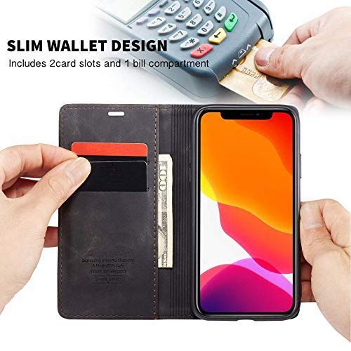 Image of ClickCase for Realme Narzo 20 pro Sheepskin Series Faux Soft Leather Wallet Flip Case Kick Stand with Magnetic Closure Lightweight Slim Flip Cover for Realme Narzo 20 pro (Greyish Black)