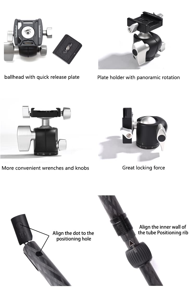 Marsace MT-5 - Treppiede da tavolo, in lega di alluminio, con testa a sfera a 360 gradi e piastra a sgancio rapido, leggero e portatile, per fotocamere compatte, DSLR, telefono, Gopro
