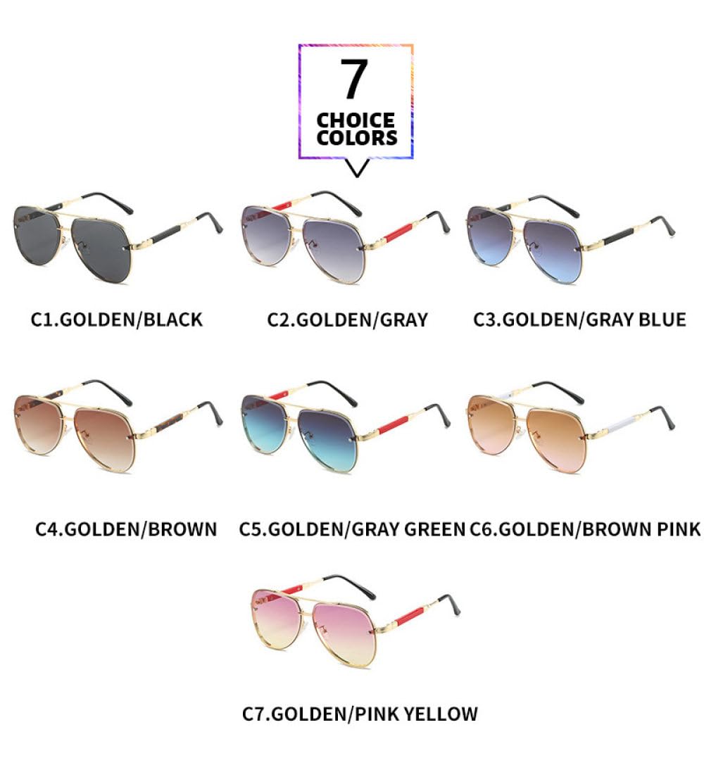 2024 moda klasyczne okulary przeciwsłoneczne pilotki mężczyźni kobiety Retro podwójna wiązka metalowe okulary przeciwsłoneczne gradientowy kolor okulary ochronne Uv UV400, C6 złota herbata różowa, ja