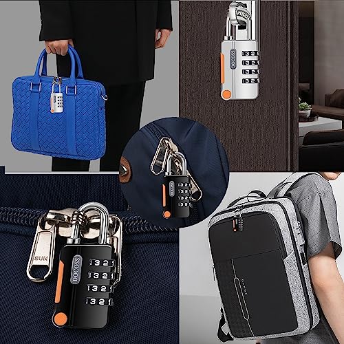 DOCOSS-Metal-4-Digit-Combination-Number-Lock-for-Bag-Luggage-LocksPack-of-2-BlackGrey