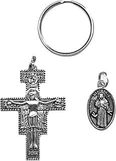 Desiderata Gallery Religious Gift Silver Tone The Cross of St. Pope Francis San Damiano Crucifix Key Ring. Interchangeable.