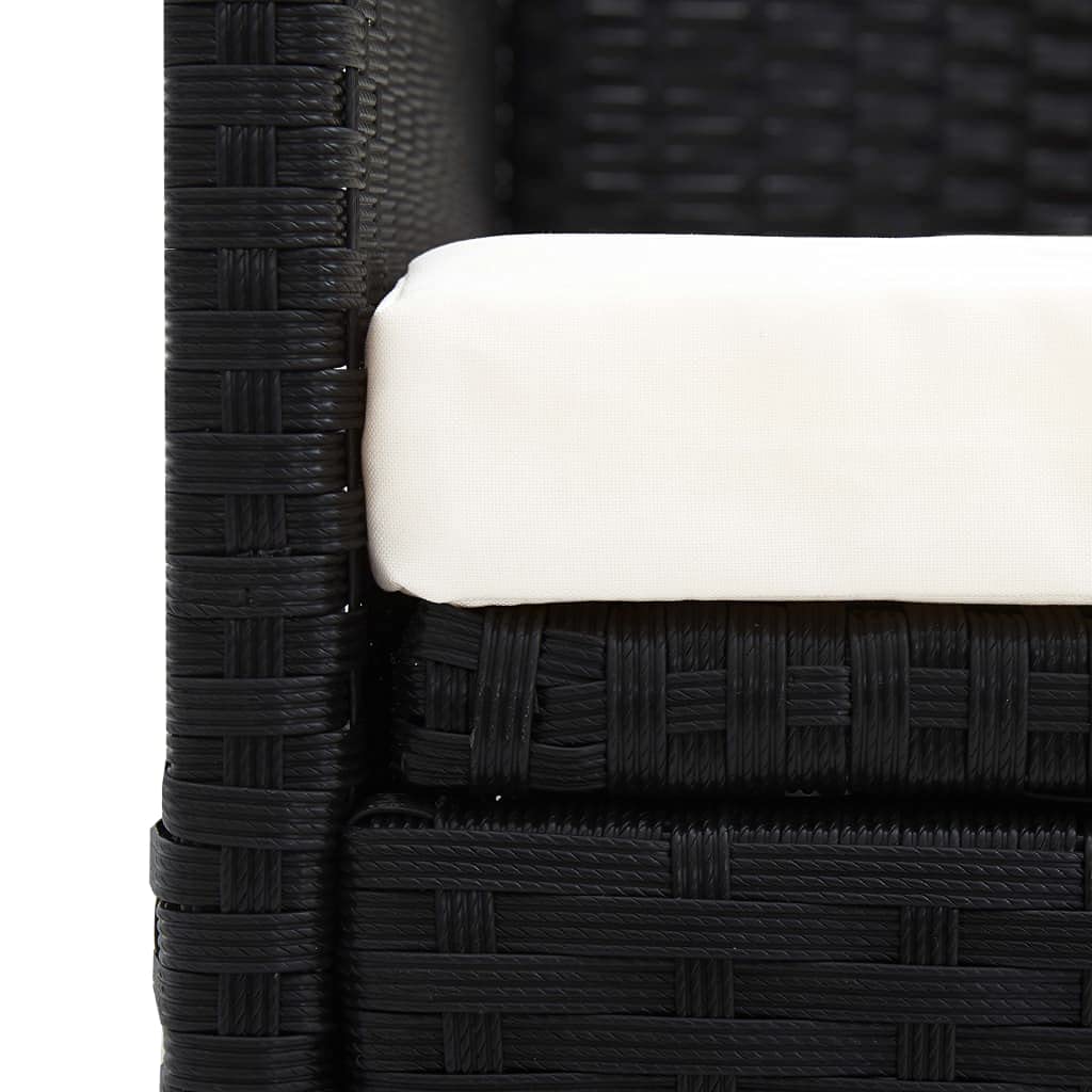 vidaXL Divano da Giardino con Tettoia Divanetto da Esterni Salottino per Patio Mobili da Giardino Arredamento da Esterni in Polyrattan Nero