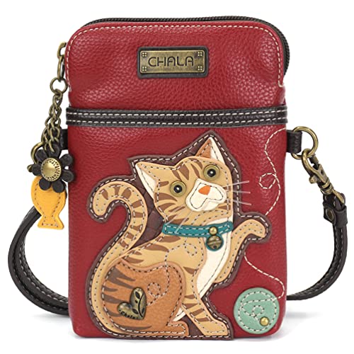 Image of CHALA Cat Collection Cell Phone Crossbody Purse-Women PU Leather /Canvas Multicolor Handbag with Adjustable Strap
