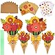 Herenear 24 Stück Blumenstrauß Bastelset, DIY Herbst Blume Papierbastelset Kinder, Bastelarbeiten zum Muttertagsgeschenk, Handgefertigte Herbst Dekoration Basteln Blumen