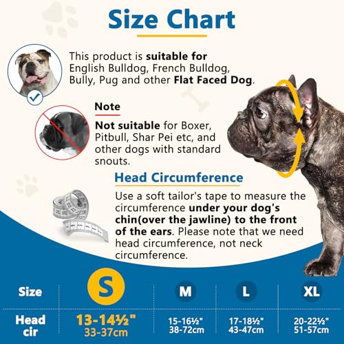 Mayerzon Kurze Schnauze Hund Maulkorb, weiche Silikon flachen Gesicht Maulkorb für Französisch Bulldogge Shih Tzu und Mops für Beißen Kauen Lecken und Grooming, erlaubt Hecheln, S