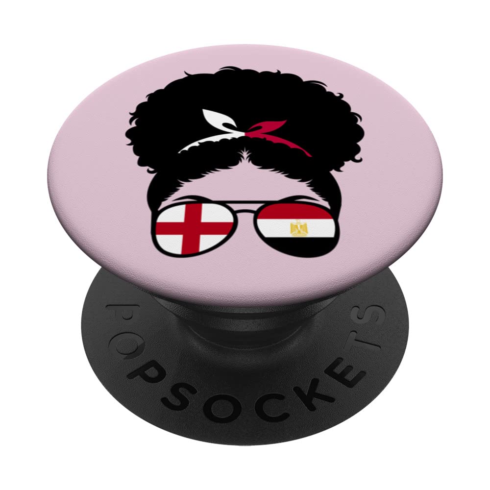 England and Egypt Mix Afro Hair Half English half Egyptian PopSockets Swappable PopGrip, Black