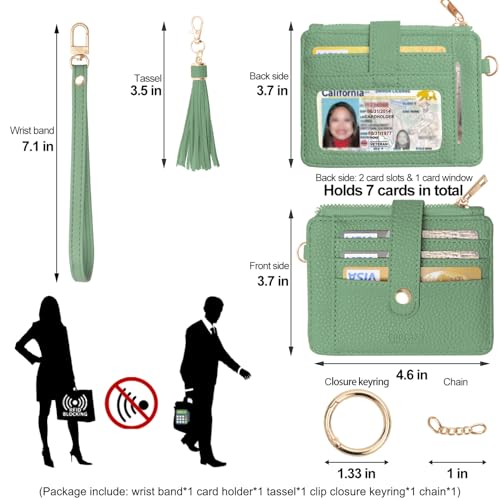 Image of COOLANS Silicone Bracelet Wristlet Wallet Credit Card Holder RFID ID Window Key Ring Tassel Slim Wallet Women Keychain Purse