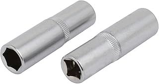 Aexit 3/8-inch Square Hand Operated Tools Drive 12mm Hex 6 Point Impact Socket Silver Tone 2pcs Model:66as149qo600
