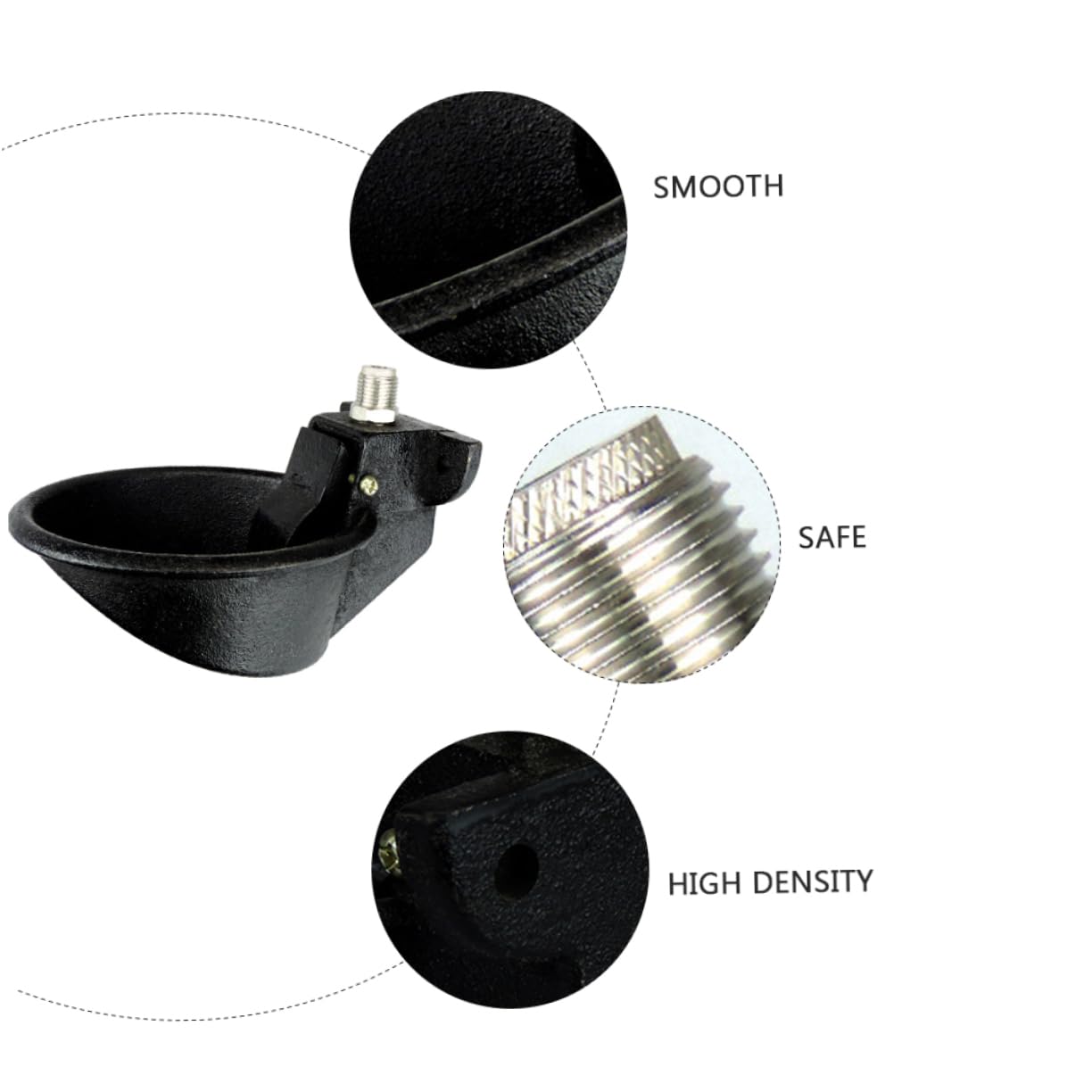 Bebedero Automático para Cerdos de Hierro y Acero Inoxidable Negro | Cuenco de Agua para Granja y Hogar, Superficie Lisa, Ingeniería Segura, Alimentación de Agua Automática