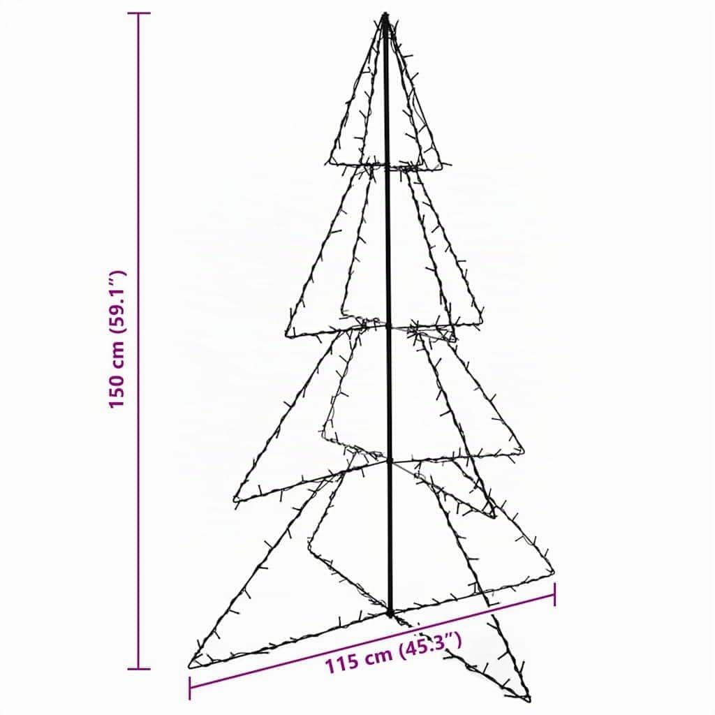 ACAGALA LED Weihnachtsbaum Metal Kegelform Außen 240 LEDs 115x150 cm Beleuchtet Tannenbaum Outdoor, Großer Lichterbaum Pyramide, Weihnachtsdekoration für Garten Balkon, Warmweiß