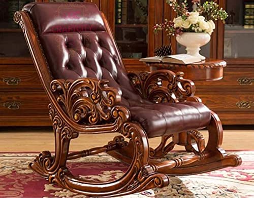 Image of Rocking Chair |Sheesham Wood Elegant Rocking Chair with Pillow and Matching Foot Stool and Pre assembeled(Brown)
