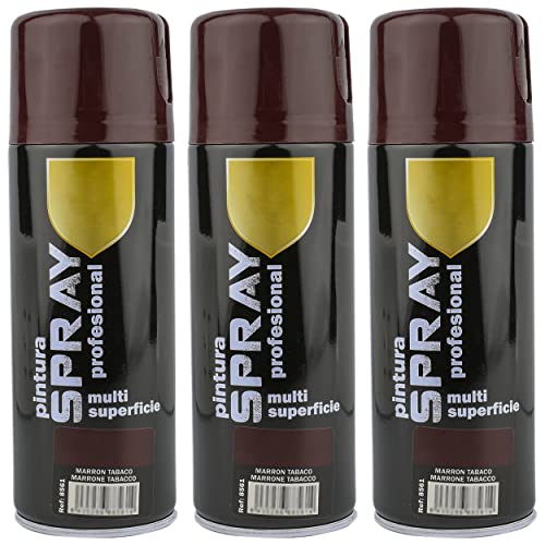 H HANSEL HOME Pintura Spray Marron Tabaco 400 Ml - Pack de 3 Unidades