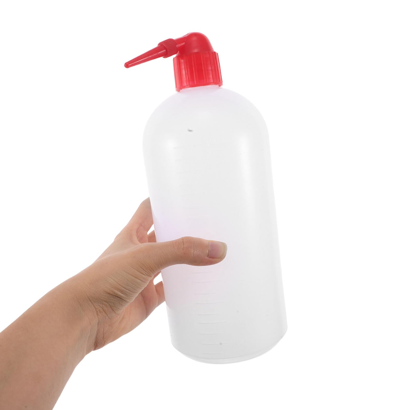 6 Stück Pack Kunststoff Labor Spritzflaschen 1000 ml mit Rotem Verschluss Schmale Öffnung Präzise Dosierflasche für Medizinische Zwecke Pflanzenbewässerung und Laborreinigung